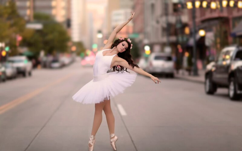 Ballet Dancer on Street — White