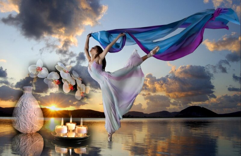 Ballet Dancer on Water — Blue