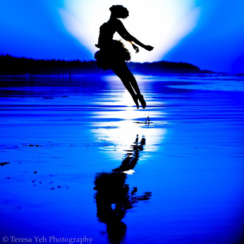 Ballet Dancer Silhouette — Blue, Dramatic