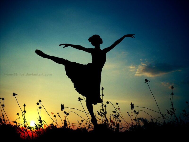 Ballet Dancer Silhouette — Blue