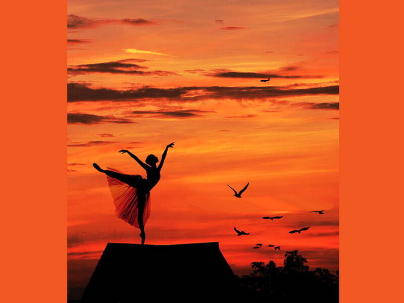 Ballet Dancer Silhouette — Orange