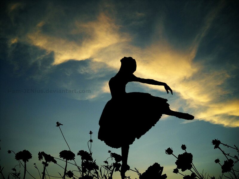 Ballet Dancer Silhouette — Yellow, Dramatic