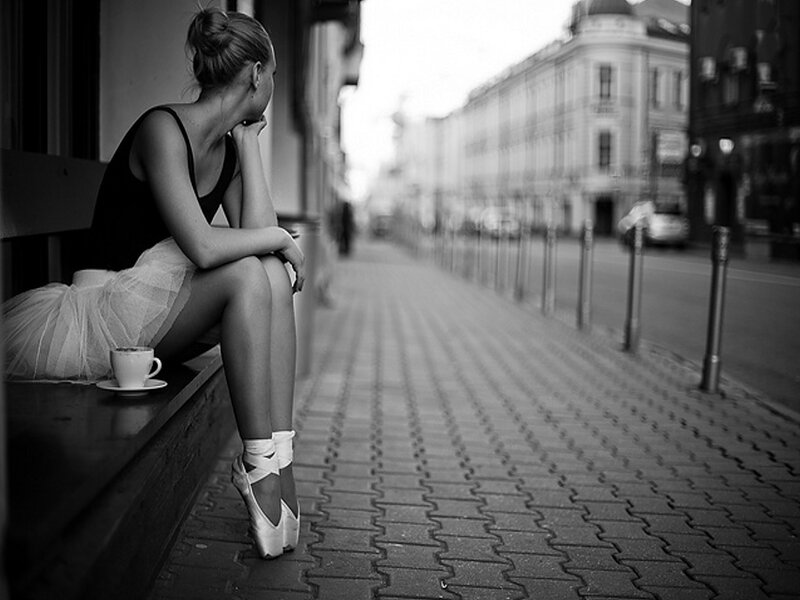 Ballet Dancer Sitting — Black, Contemplative, Afternoon