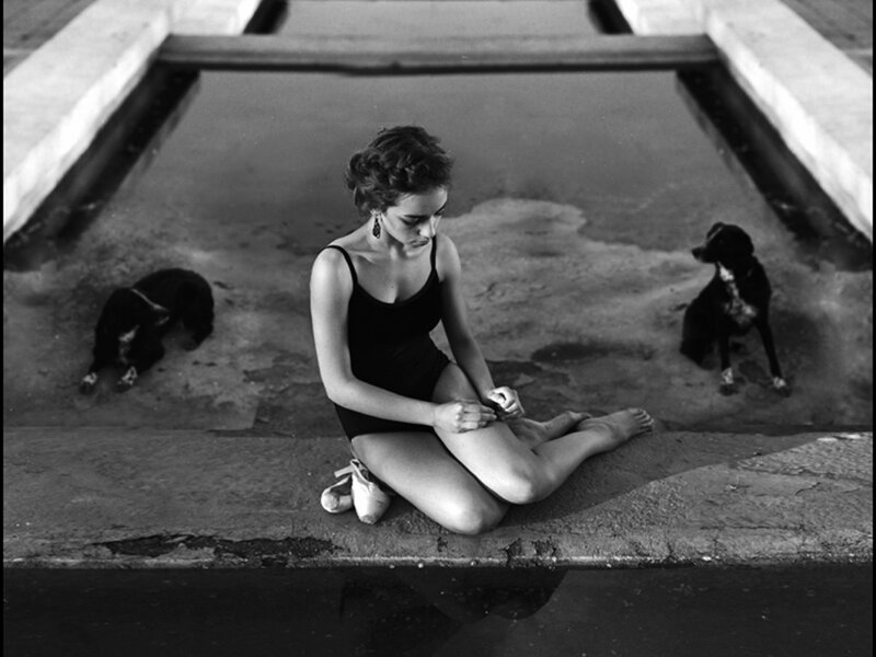Ballet Dancer Sitting — Black, Contemplative, Photograph, Dog