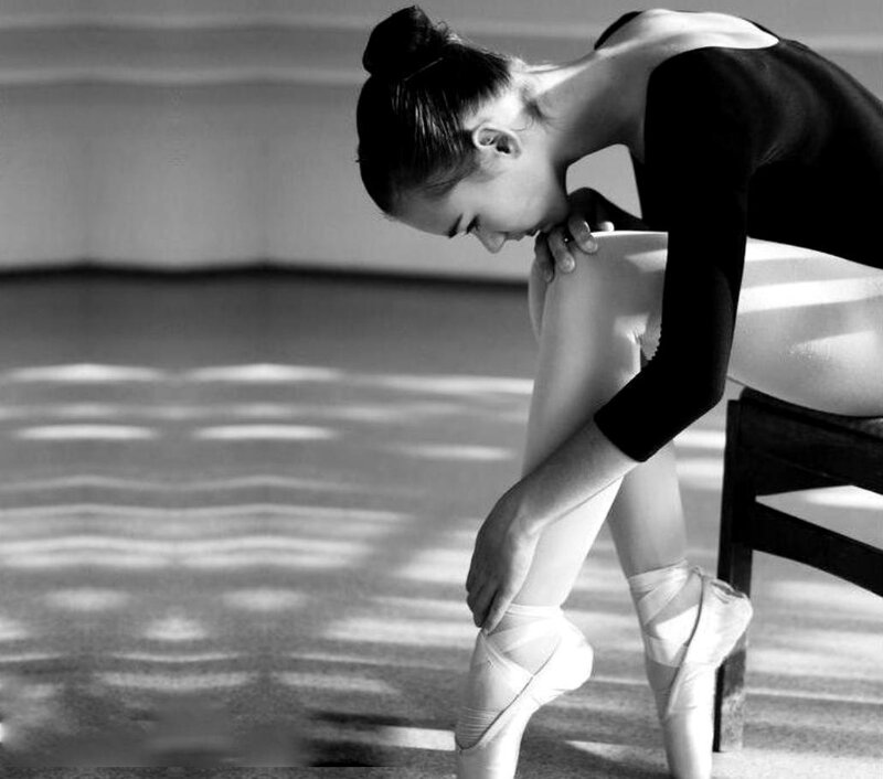 Ballet Dancer Sitting — Black, Contemplative, Photograph, Pointe Shoes