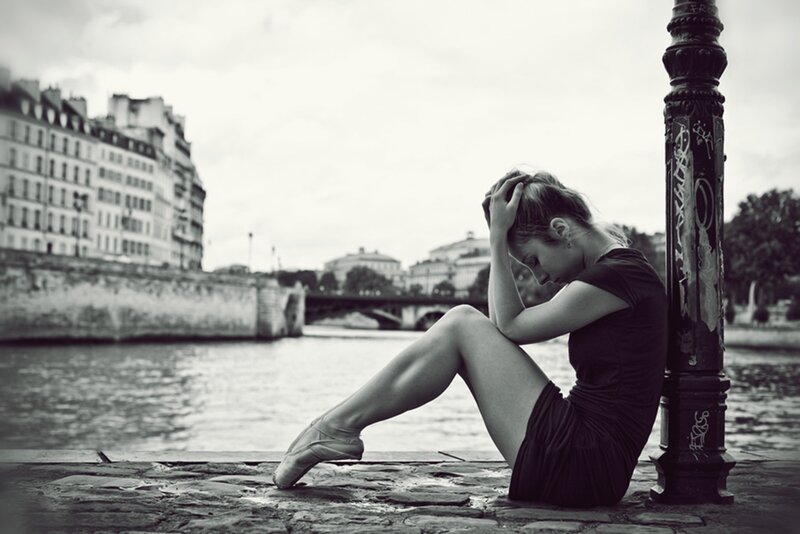 Ballet Dancer Sitting — Black, Melancholic