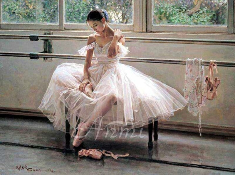 Ballet Dancer Sitting — White, Calm