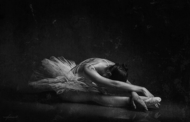 Ballet Dancer Stretching — Black