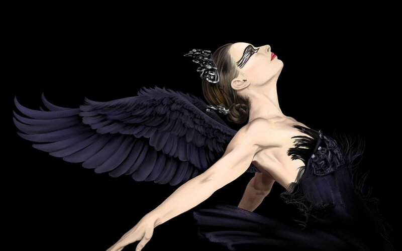 ballet dancer with black wings