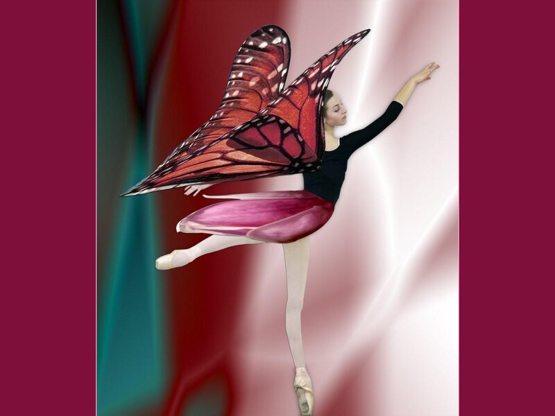 Ballet Dancer with Butterfly Wings — Red