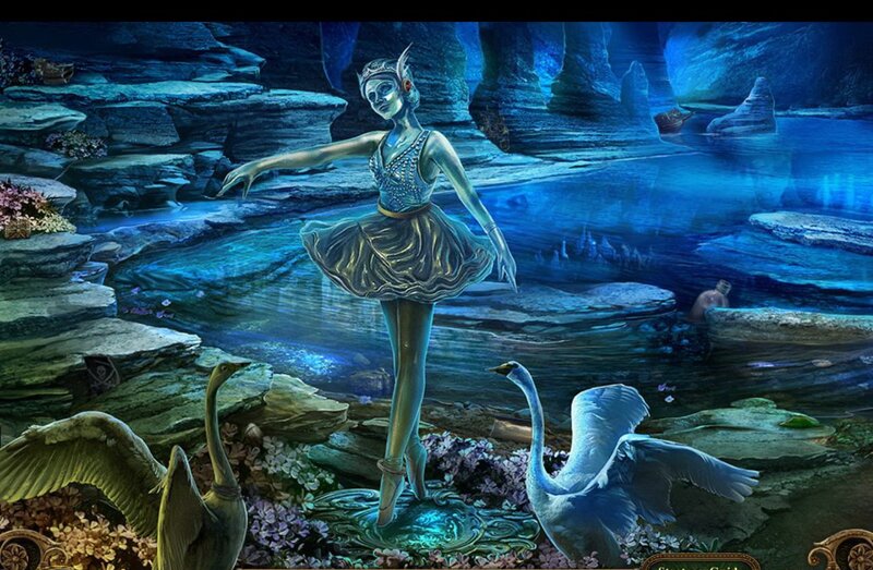 Ballet Dancer with Swans — Blue
