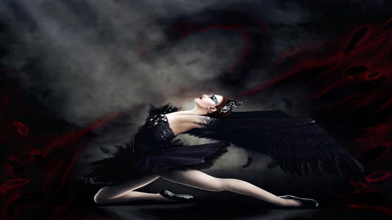 Ballet Dancer with Wings — Black, Dramatic, Dark