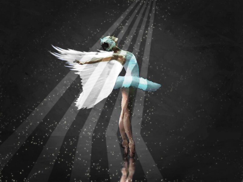 Ballet Dancer with Wings — Black, Dramatic