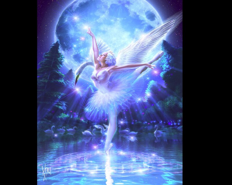 Ballet Dancer with Wings — Blue, Serene, Night