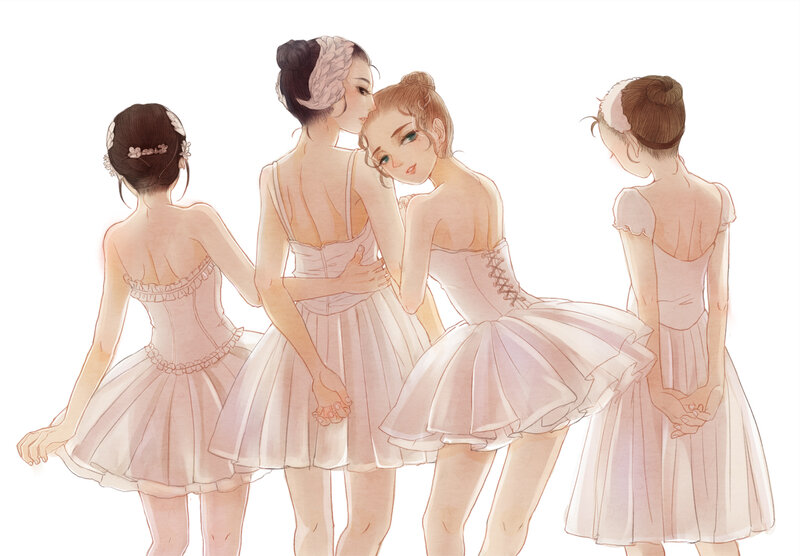 Ballet Dancers Hugging