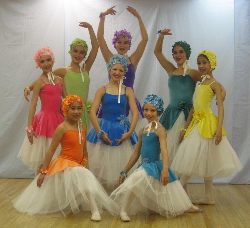 Ballet dancers in colorful costumes