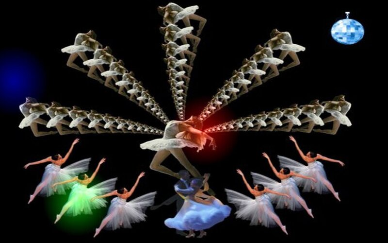 Ballet Dancers in Motion — Black, Dramatic, Night