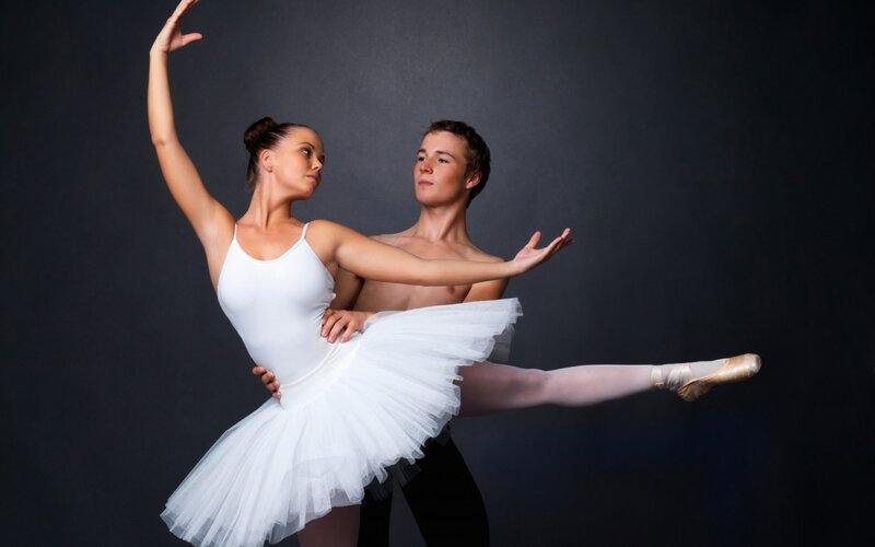 Ballet Dancers in Pose — White