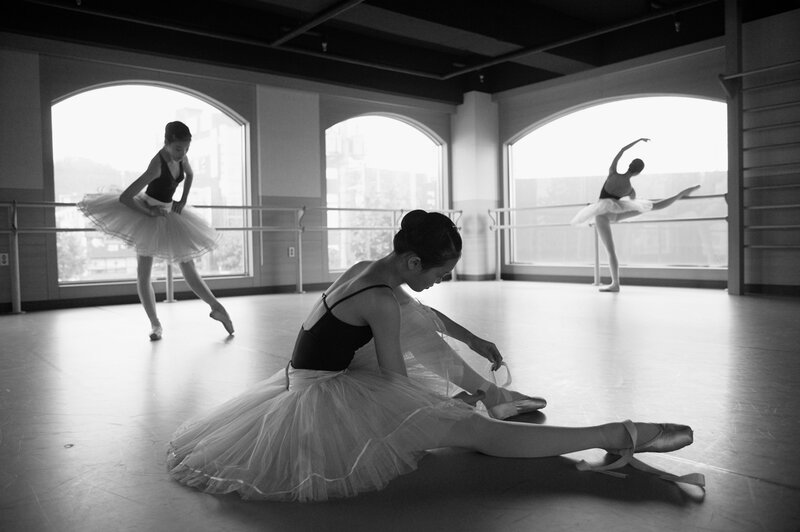 Ballet Dancers in Studio — Black, Focused, Photograph