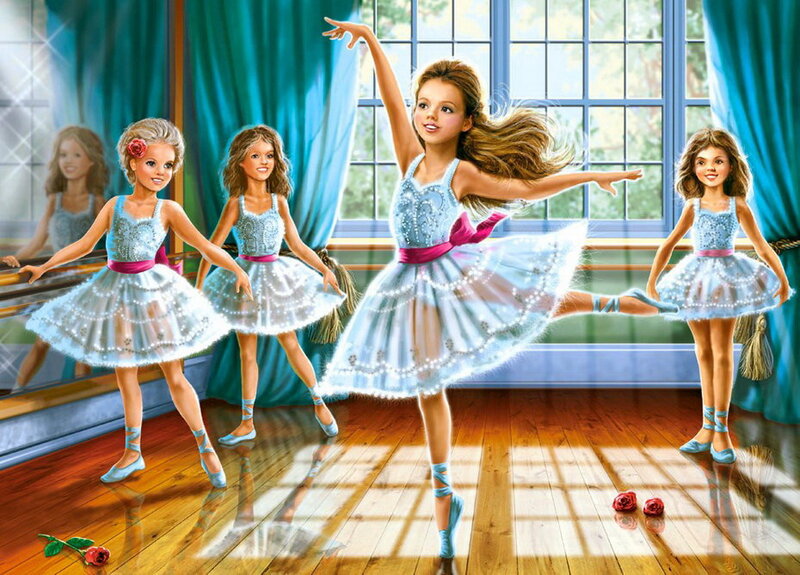 Ballet Dancers in Studio — Blue