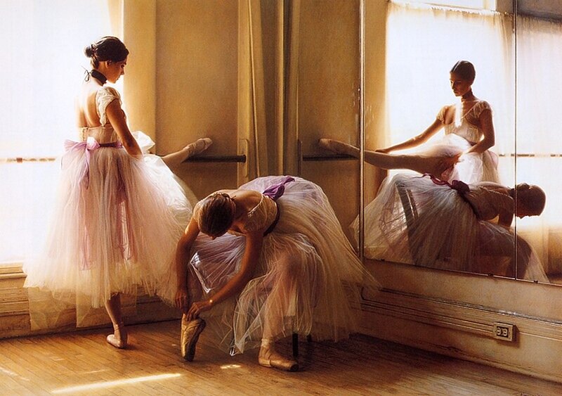 Ballet Dancers in Studio — White, Serene