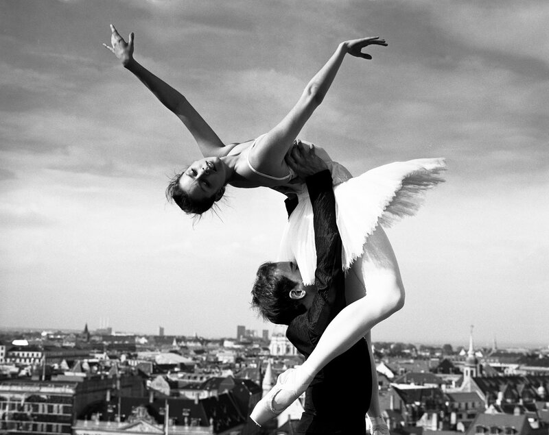 Ballet dancers on rooftop