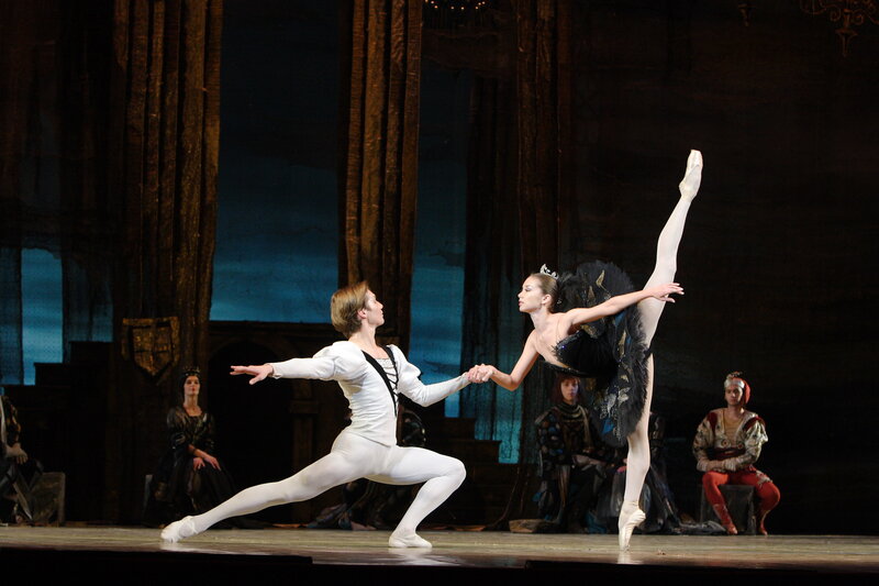 Ballet Dancers on Stage — Black, Dramatic