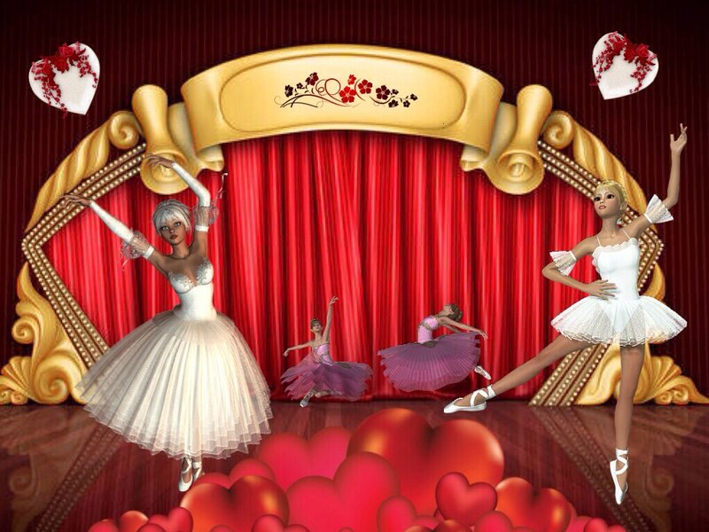 Ballet Dancers on Stage — Red, Theatrical