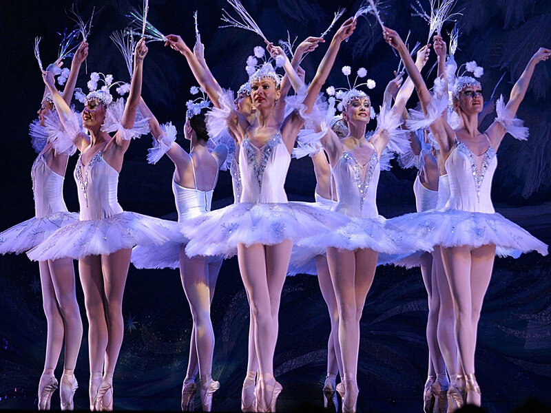 Ballet Dancers on Stage — White, Dramatic