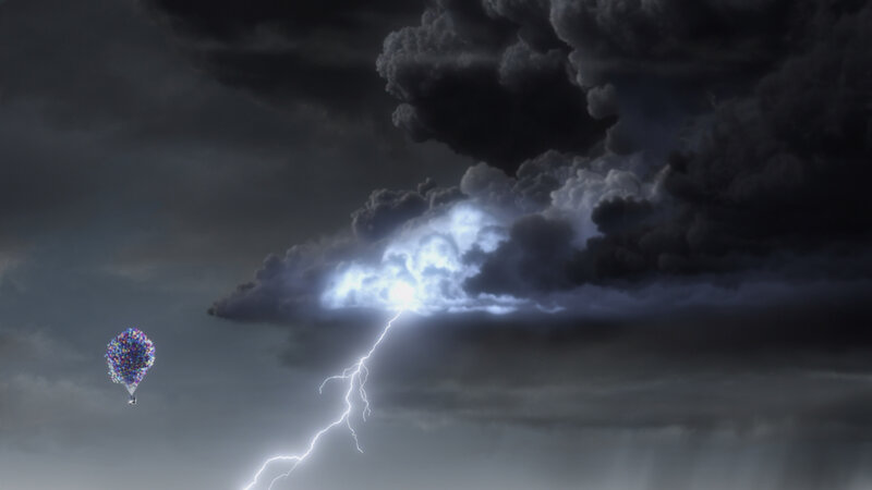 Balloon flight in storm