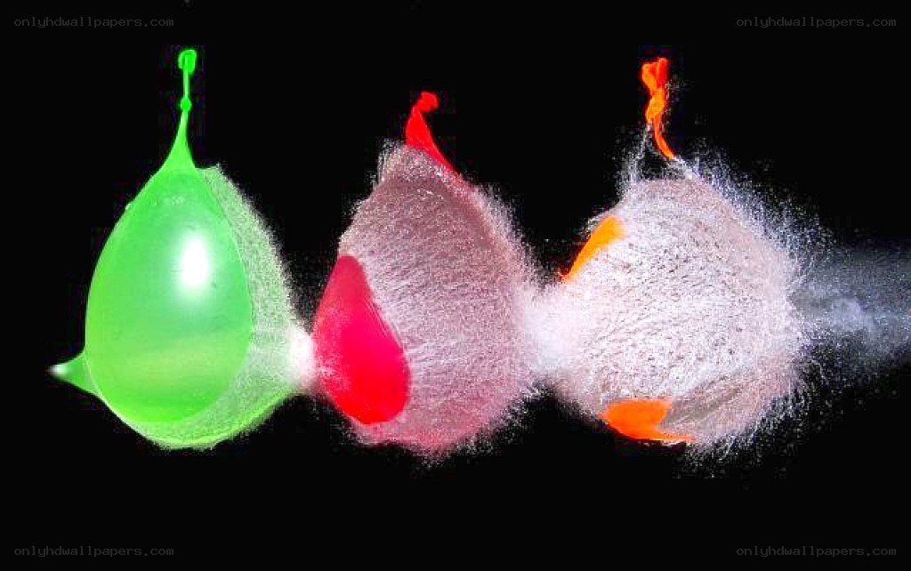 Balloons bursting in sequence