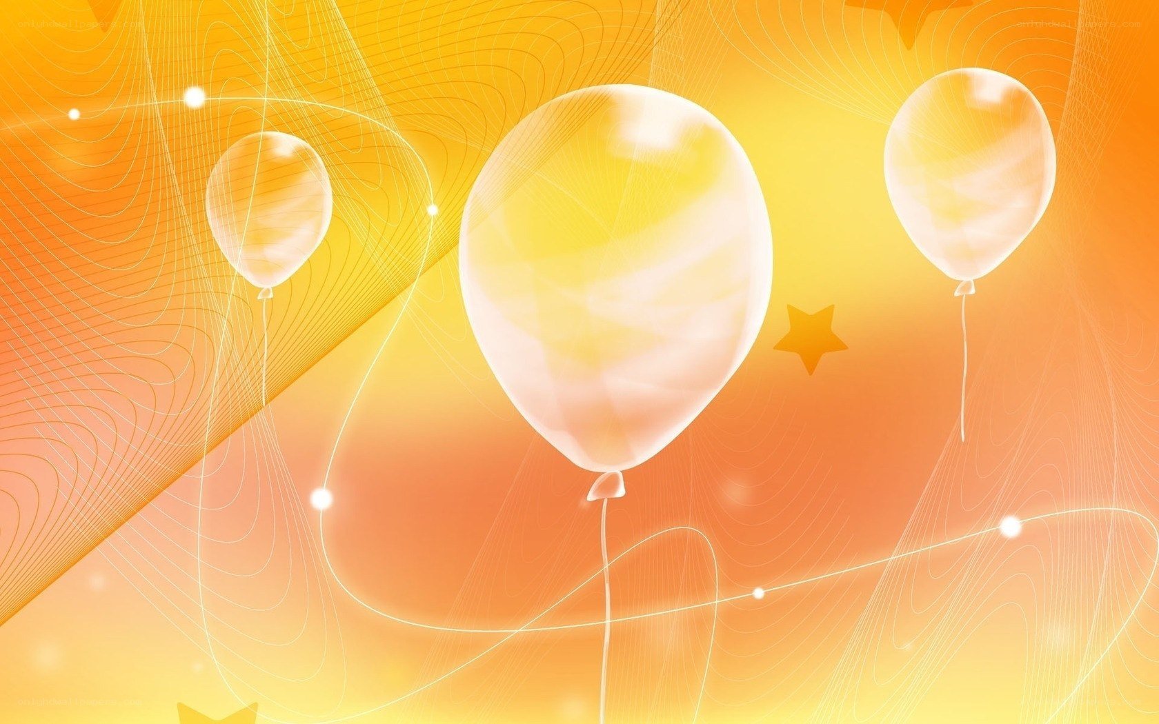Balloons in a golden sky