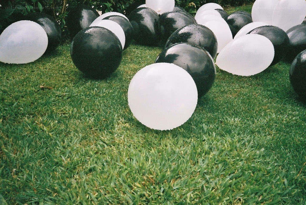 Balloons on a grassy lawn
