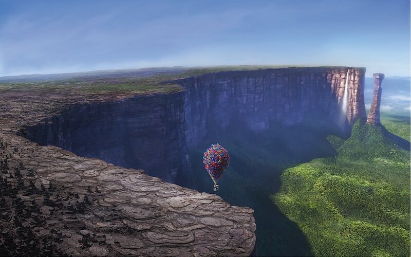 balloons over a canyon