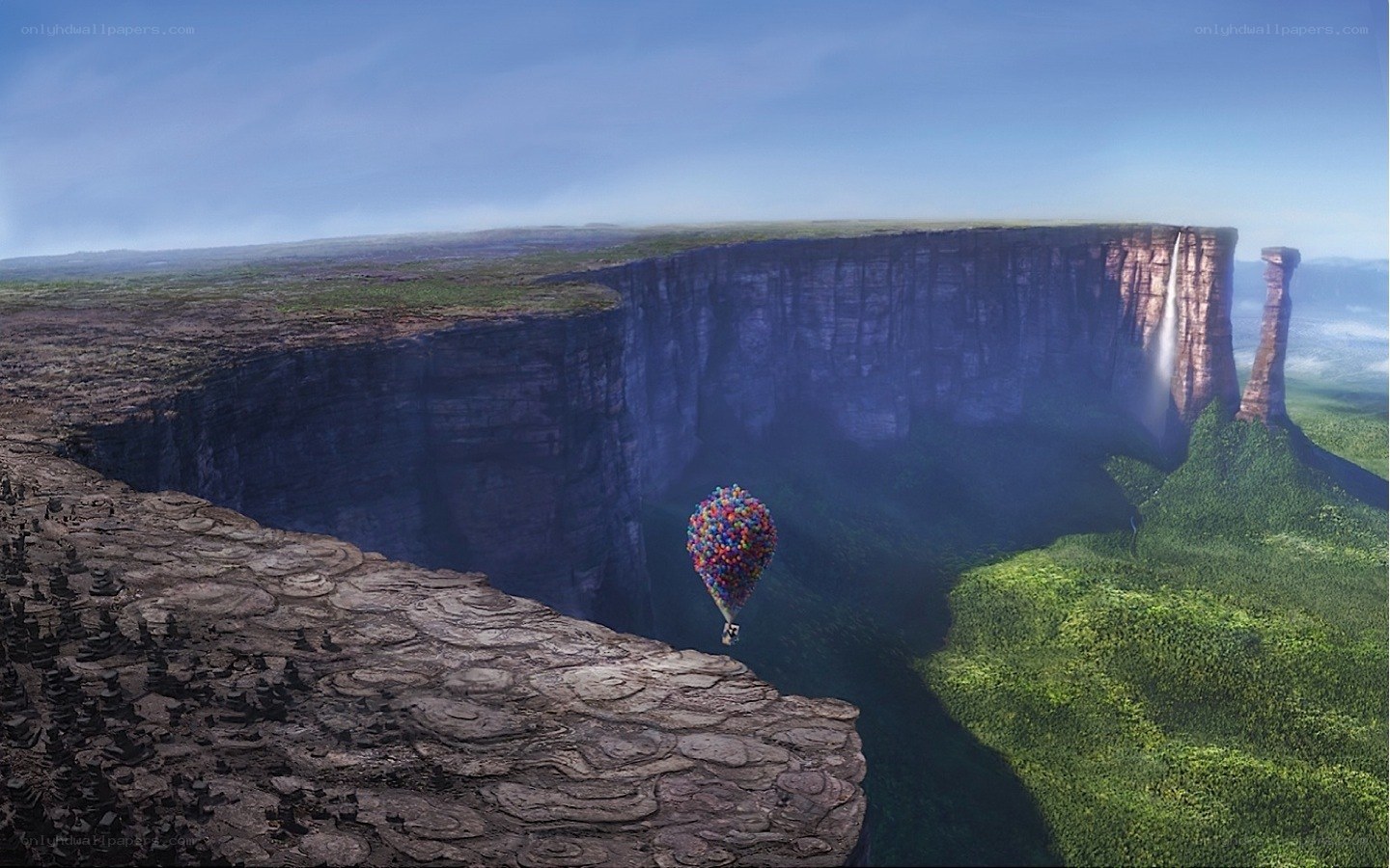 balloons over a canyon