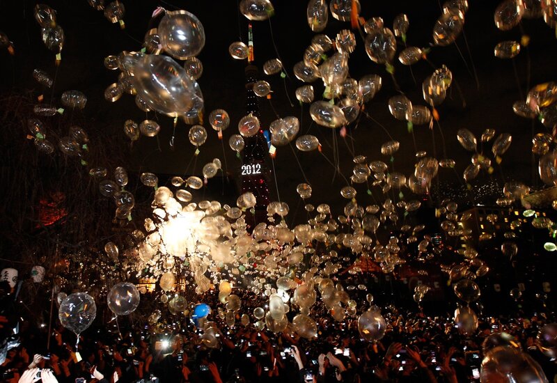 Balloons released at night