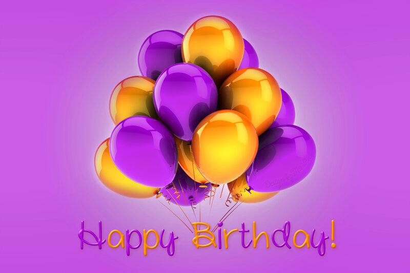 Balloons with Birthday Text — Purple