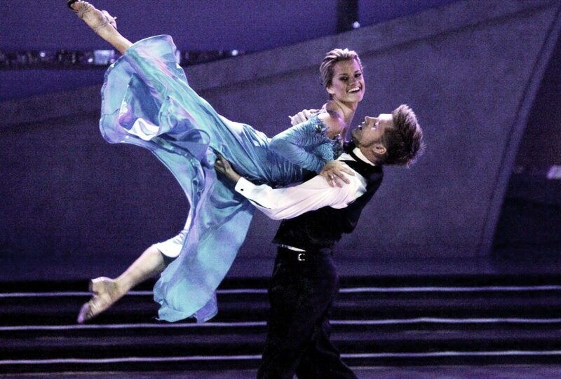 Ballroom Dancers on Stage — Purple