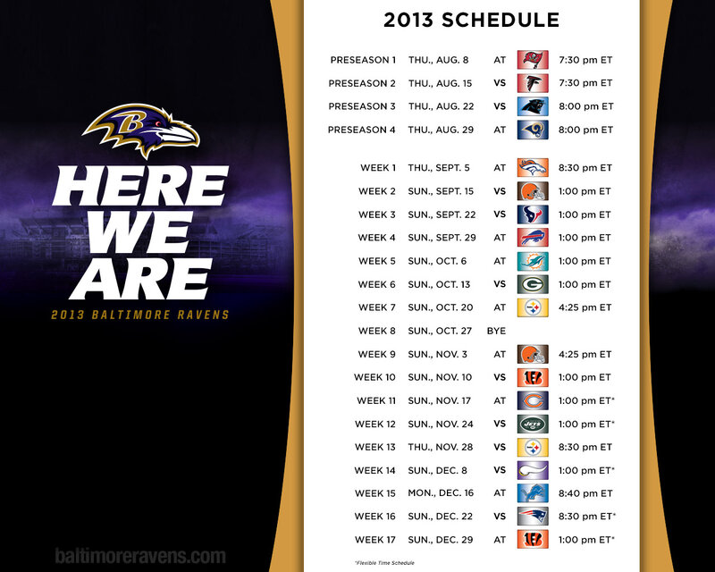 Baltimore Ravens Schedule — Black