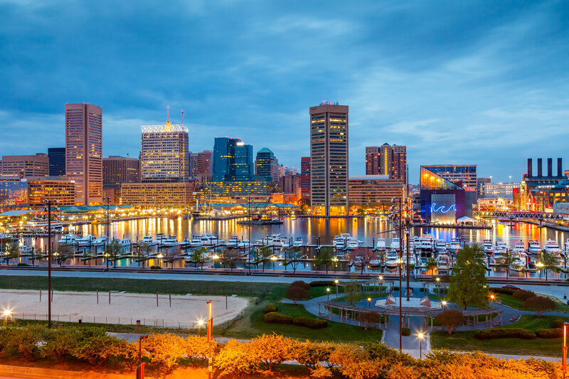 Baltimore Skyline at Dusk — Blue