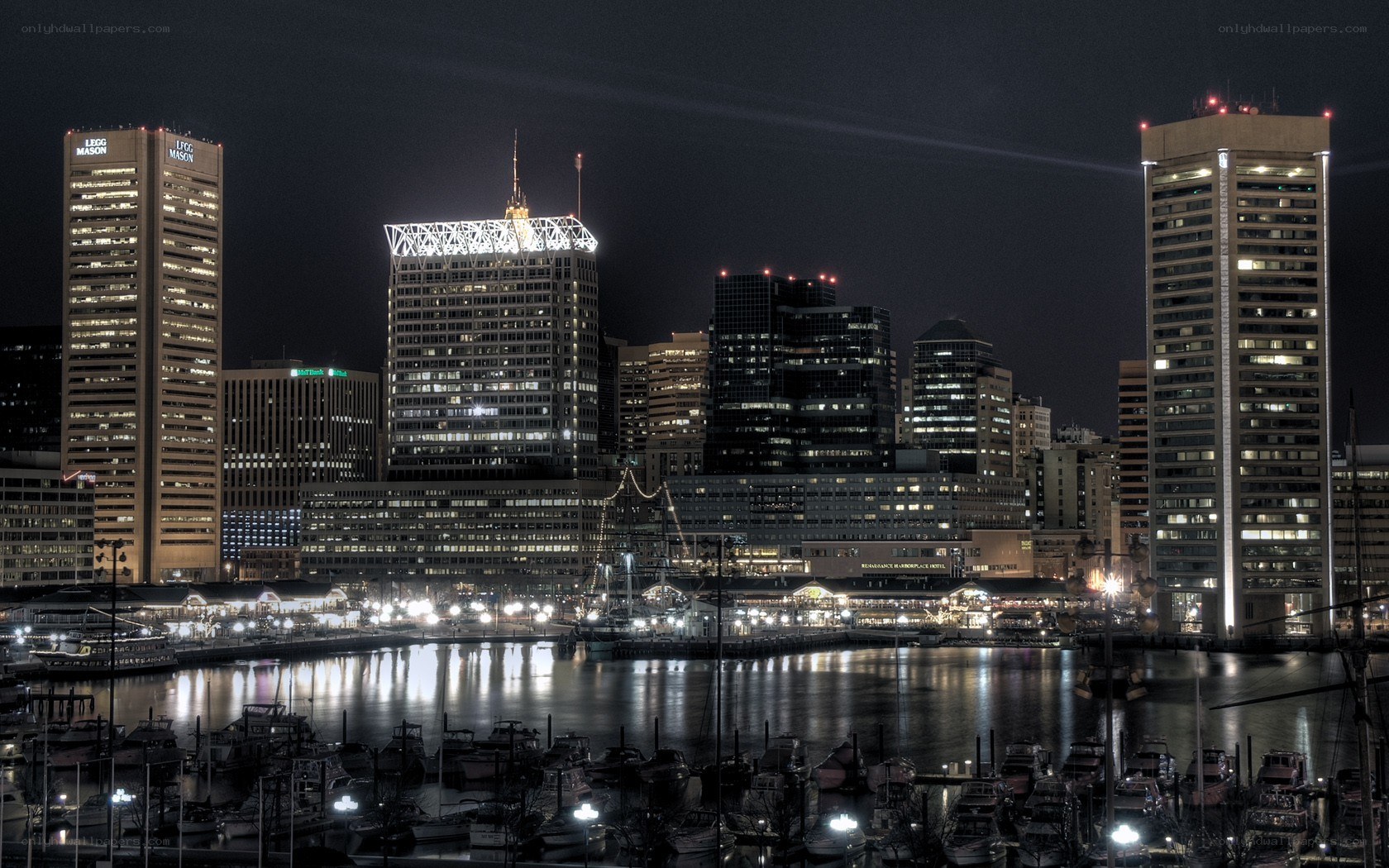 Baltimore skyline at night