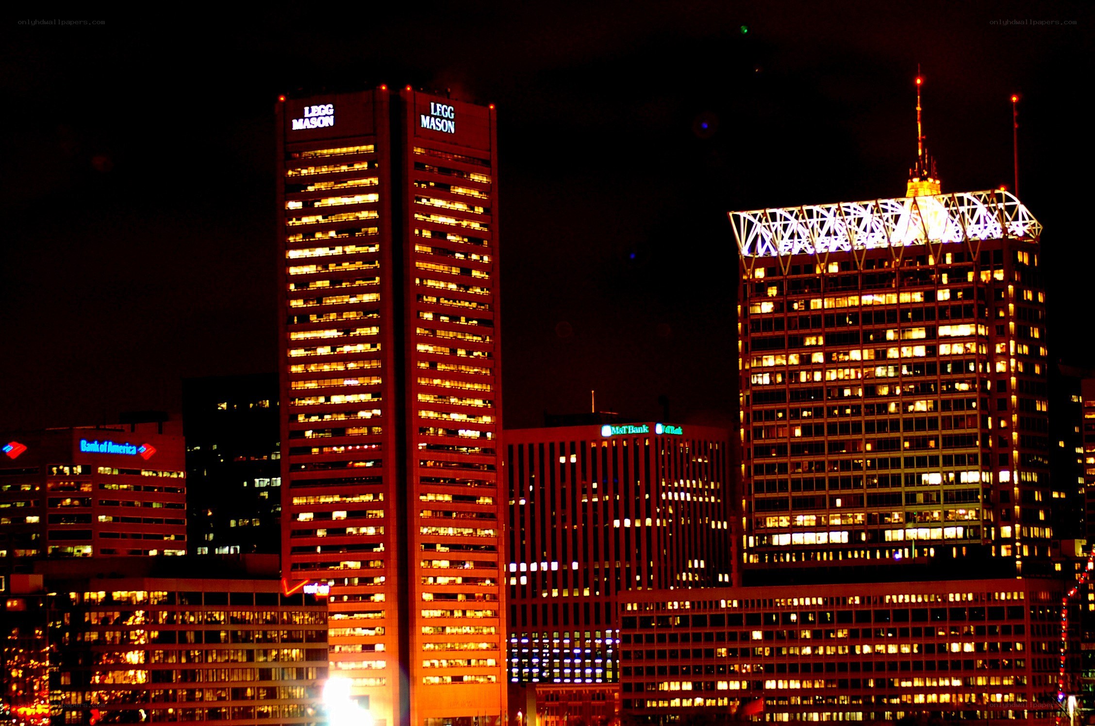 Baltimore skyline at night