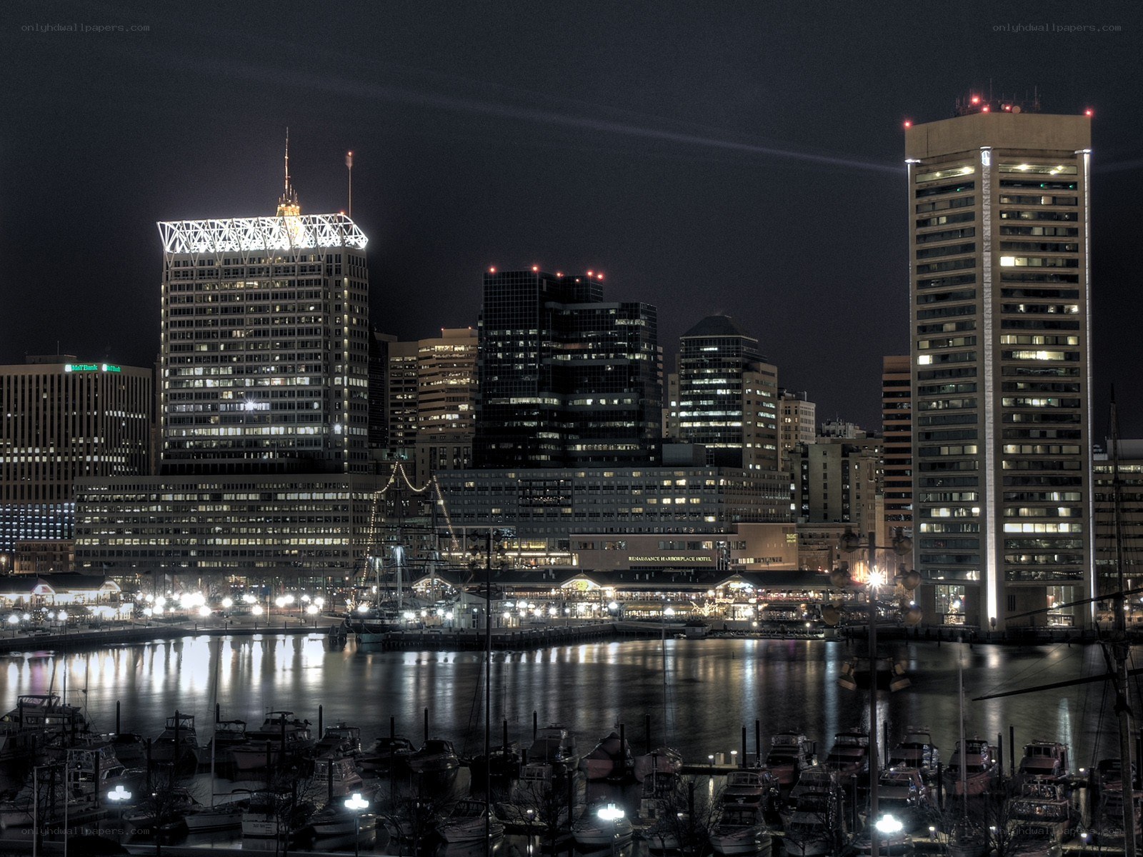 Baltimore skyline at night
