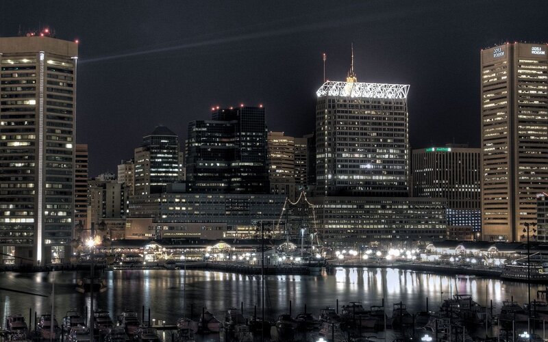 Baltimore Skyline at Night — Boats