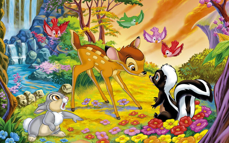 Bambi and friends in the forest