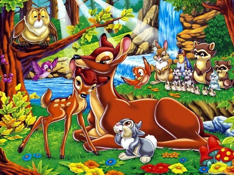Bambi and friends in the forest