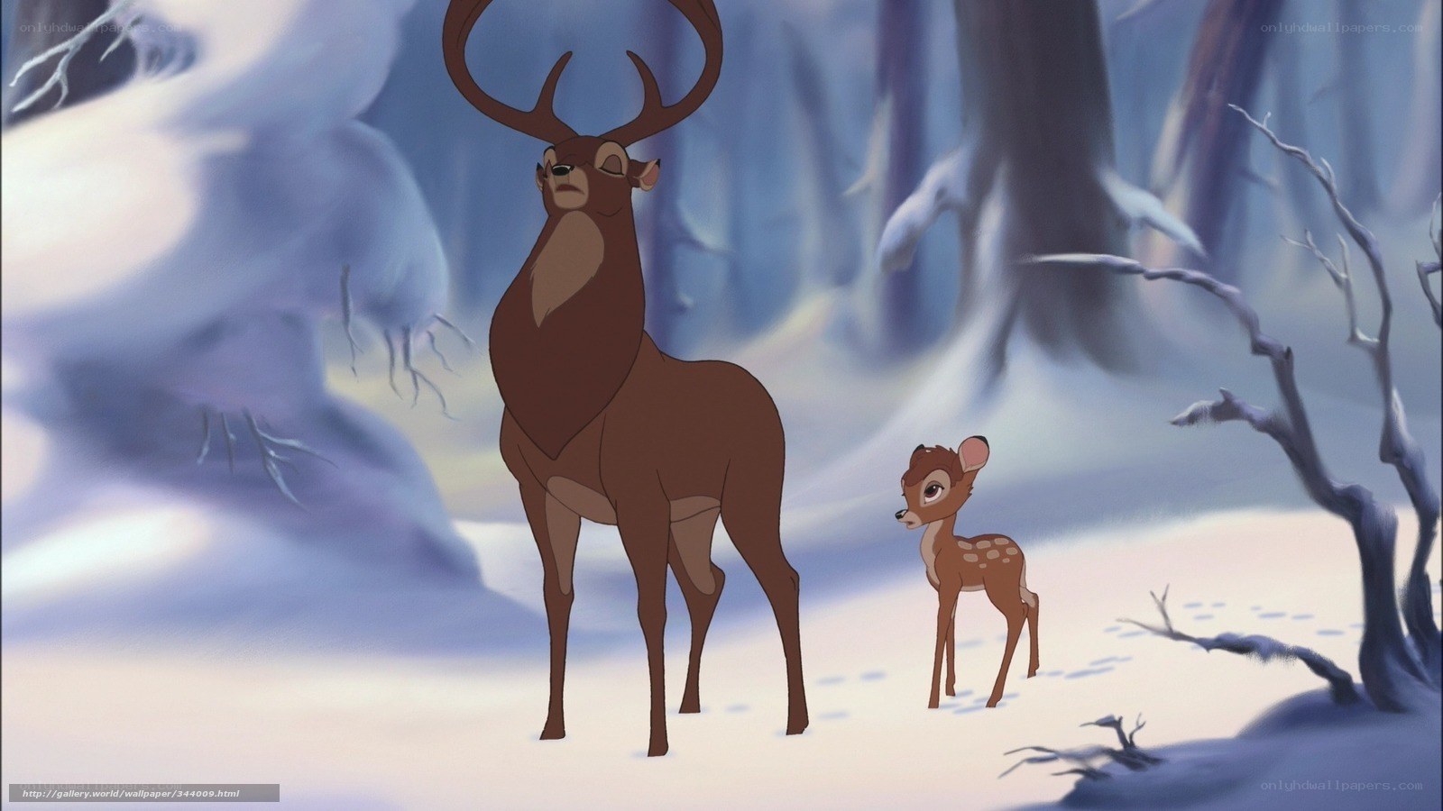 Bambi and his father in winter