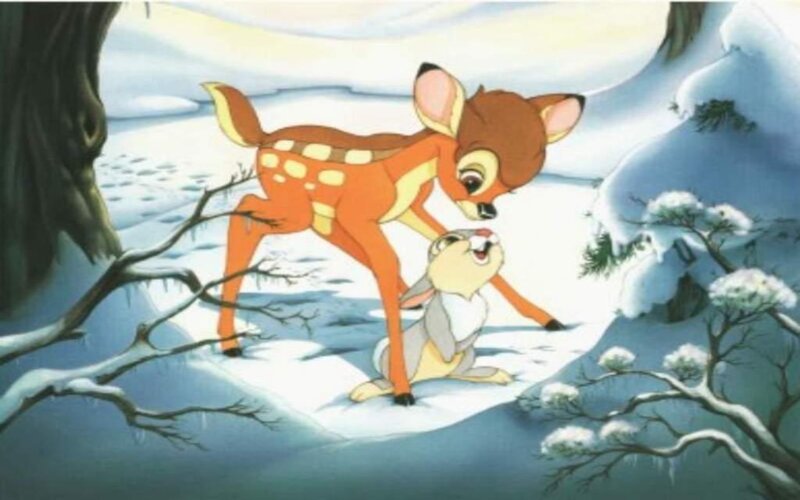 Bambi and Thumper in Snow