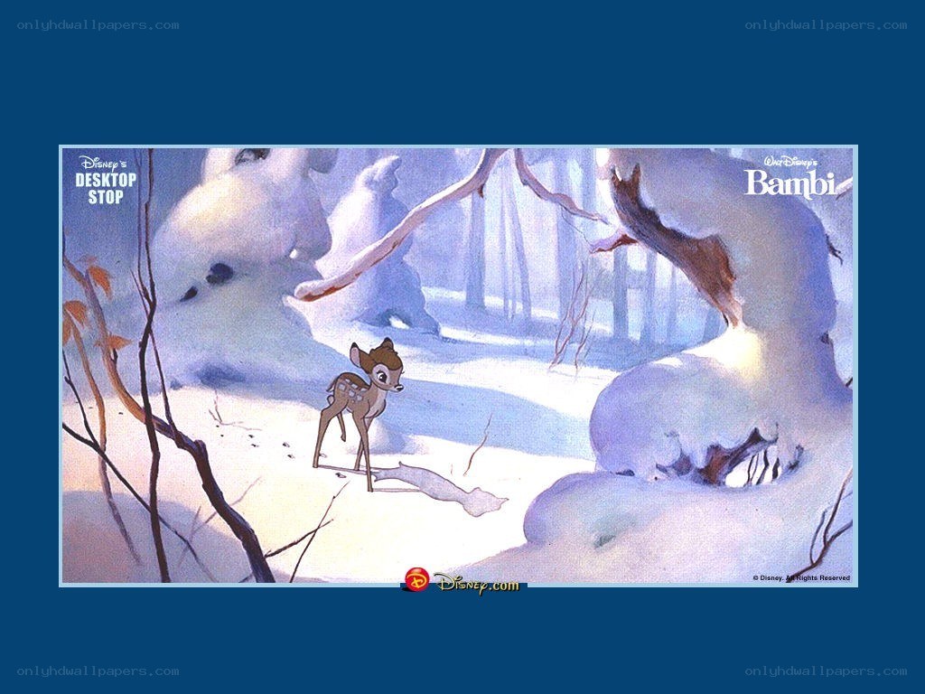 Bambi in snowy forest