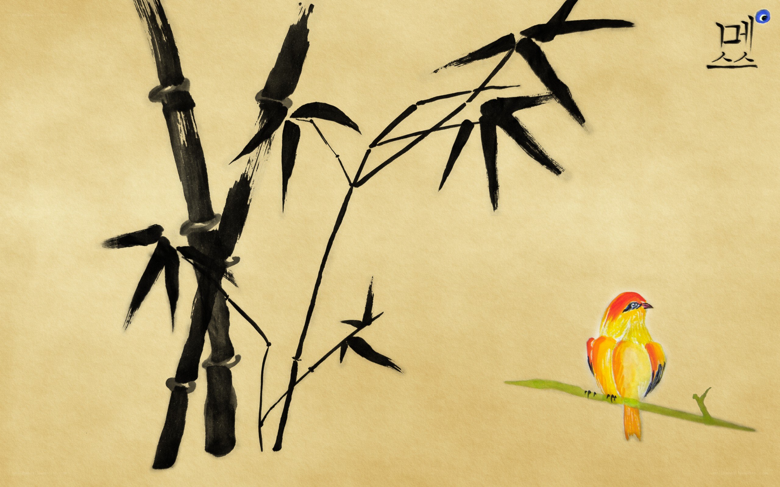 Bamboo and bird painting
